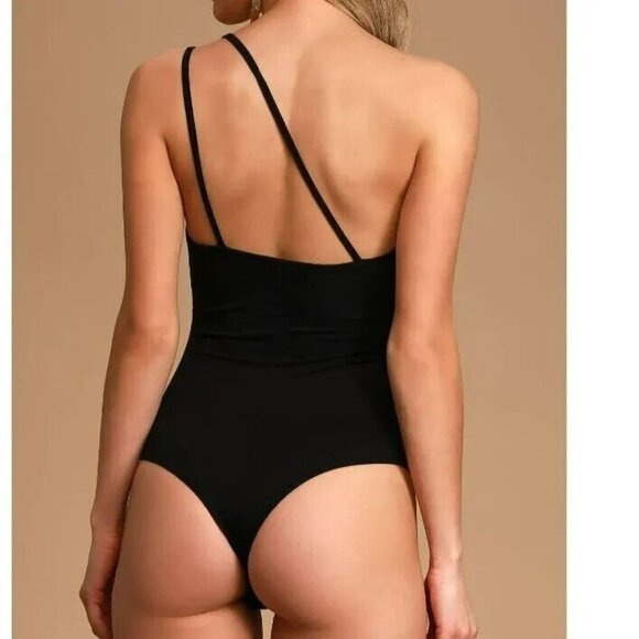 Lulu's BNWOT womens "Show me your attitude" black bodysuit one-shoulder - Picture 7 of 7